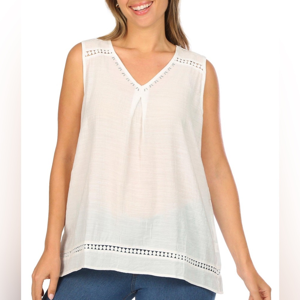 New NY Collection Womens Solid Lace Top - Picture 1 of 4